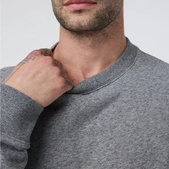 Vuori Cypress Logo Crew Crewneck Sweatshirt Men's Heather Grey Size Large - Picture 5 of 12